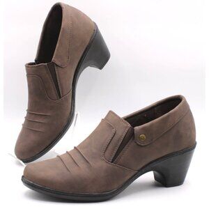 Easy Street Comfort Wave Bennett Brown Slip-On Heel Loafers Shoes Size 9.5M